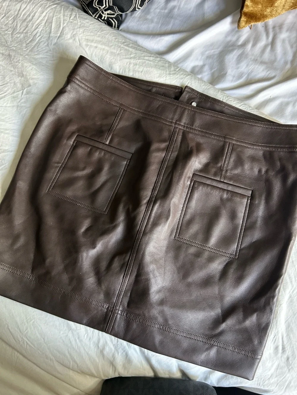 Marie Oliver Dark Brown Faux Leather Mini Skirt - Picture 2 of 8